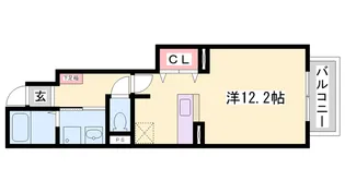 コルティーレ太寺Ⅱ【102号室】の間取り