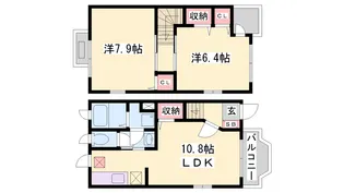 兵庫県明石市大久保町大窪【テラスハウス】の間取り