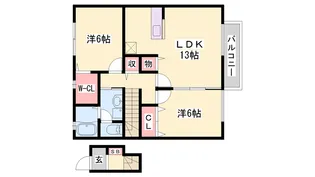 メゾンクレールC【2階】の間取り