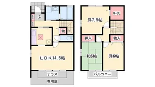兵庫県三木市緑が丘町西5丁目【テラスハウス】の間取り