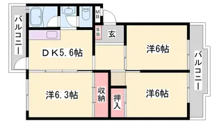 第一コーポ学苑【105号室】の間取り