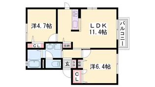 シャーメゾン魚住A【201号室】の間取り