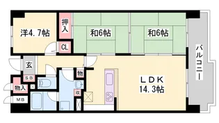 朝日プラザシティウエストヒル神戸B棟【309号室】の間取り