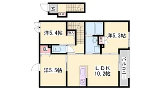 サンモール金ヶ崎【201号室】の間取り