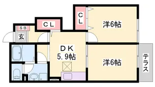 ヴェルドゥールB【1階】の間取り