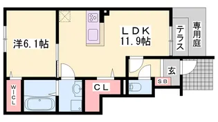 リュクス西明石Ⅱ【105号室】の間取り