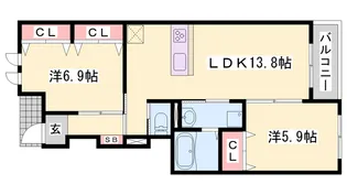 グリーンゲイブルズ【101号室】の間取り