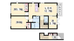 カーサ レジオS【203号室】の間取り