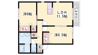 サンビレッジ瑞景D【2階】の間取り