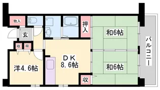 サンラフレ明石【406号室】の間取り