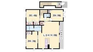 カンパーニュB【201号室】の間取り