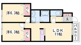 シャーメゾン花水木A【1階】の間取り