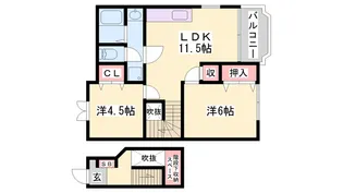 ハイツクラール【201号室】の間取り