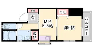 ヴィルヌーブ【202号室】の間取り