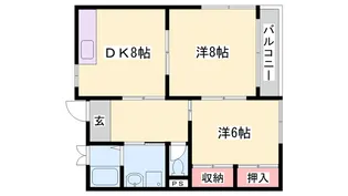 ハイフラット静徳【1B号室】の間取り