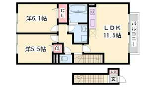 ローテローゼ恵比須【205号室】の間取り