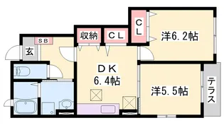 グレイシャス ハイムB【102号室】の間取り