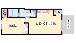 エンテラス池内C【102号室】の間取り