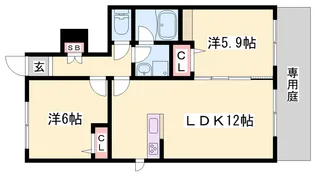 シャーメゾン明里【1階】の間取り