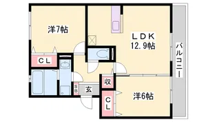 グランドアトリオ神戸西D【102号室】の間取り