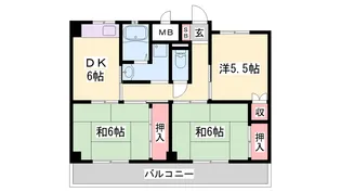 ビレッジハウス奥北野3【302号室】の間取り