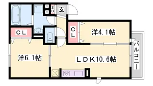 リュヌ ブランシュ【201号室】の間取り