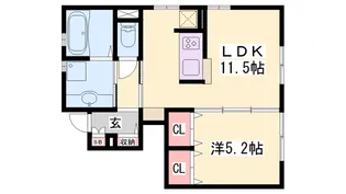 セントアース桑原【102号室】の間取り
