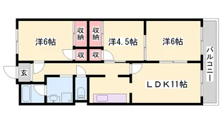 サンハイツ上滝野【322号室】の間取り