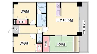 ロイヤルコーポ明石硯町【2階】の間取り