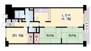 パル明石魚住スカイマンション【402号室】の間取り