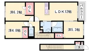 ウィステリアA【203号室】の間取り