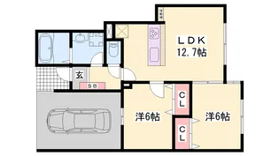 プレミアムテラスハウス大窪Ⅰ 【J101号室】の間取り