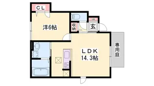 スーリール住吉【1階】の間取り