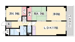 パークサイド明石【802号室】の間取り