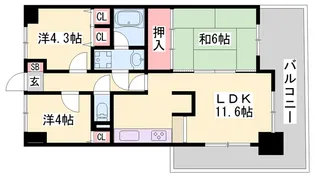 ライオンズマンション明石西江井ヶ島【403号室】の間取り