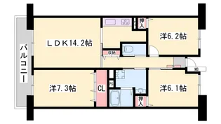 県営伊川谷第2高層住宅2号棟【901号室】の間取り