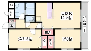 フルール滝野【302号室】の間取り