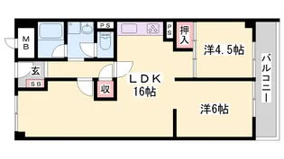 ユニハイツ朝霧【411号室】の間取り