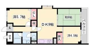 ユニハイツ朝霧【331号室】の間取り