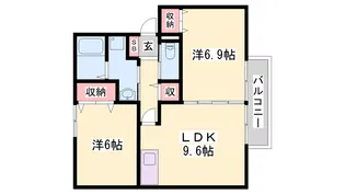 JAボナール上ノ丸A【1階】の間取り