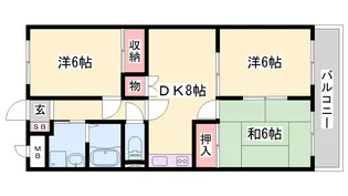 シャトー水田Ⅱ【302号室】の間取り