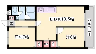 YKハイツ宮の上【403号室】の間取り