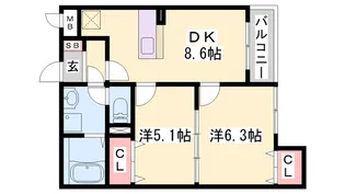 ヴェルナール赤羽【202号室】の間取り