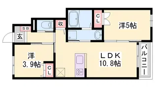 サクラーレ長坂【102号室】の間取り