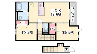 エスポワールミニオンⅢ【206号室】の間取り