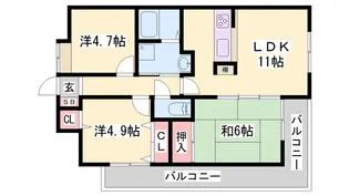 プレステージ明石土山Ⅱ【6階】の間取り