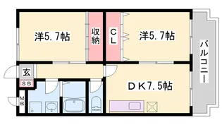 ドミール加佐【104号室】の間取り