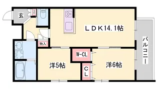 ヘーベルメゾン西明石Ⅰ【202号室】の間取り