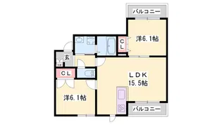 ヘーベルメゾン西明石A【203号室】の間取り