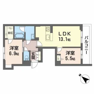 シャーメゾン小久保【201号室】の間取り